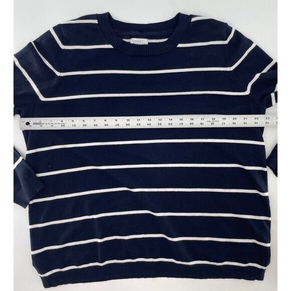 Market & Spruce Women's Aubree Elbow Patch Sweater Navy Striped Size 1x - Picture 11 of 11
